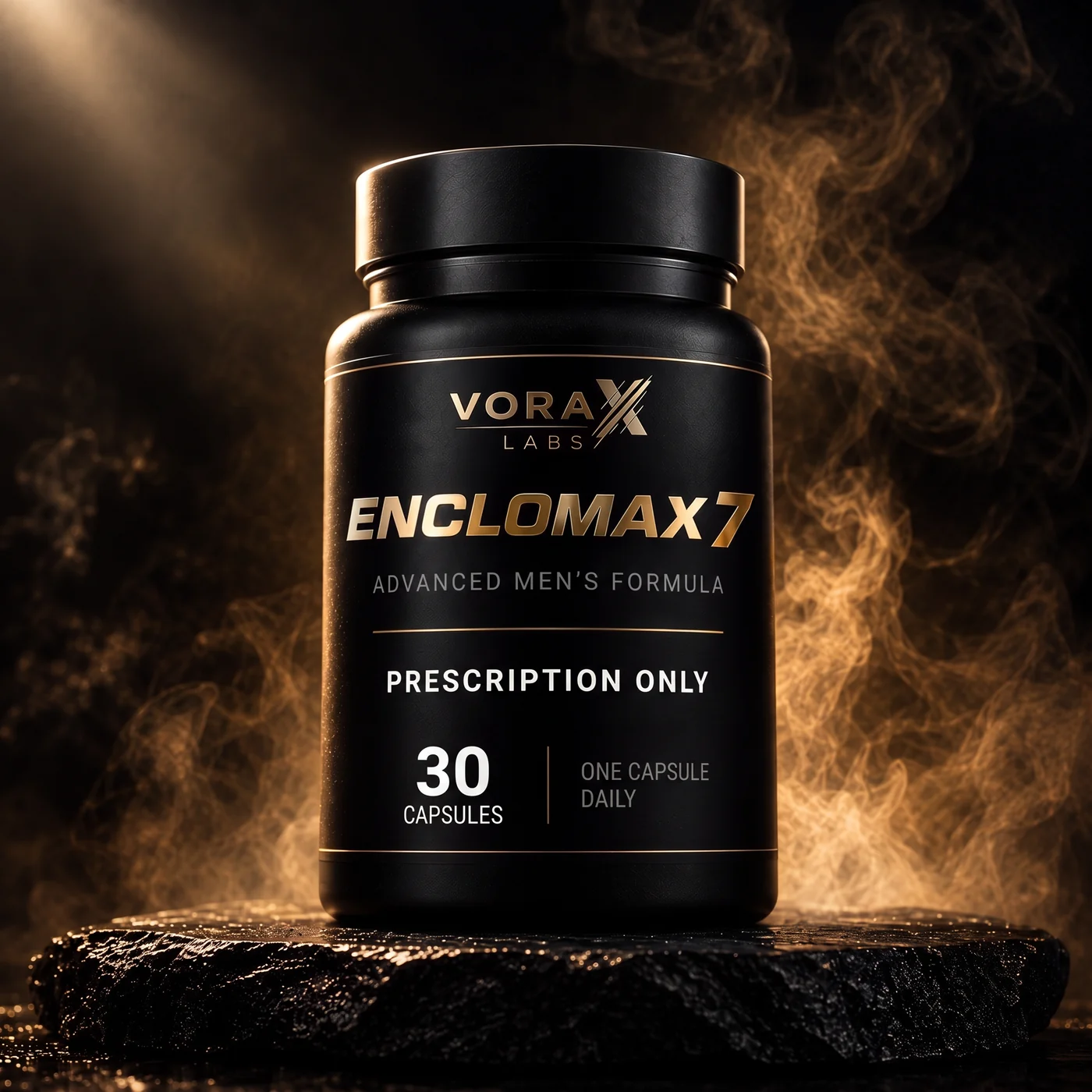 Frasco de Vorax Labs Enclomax 7, imagen conceptual